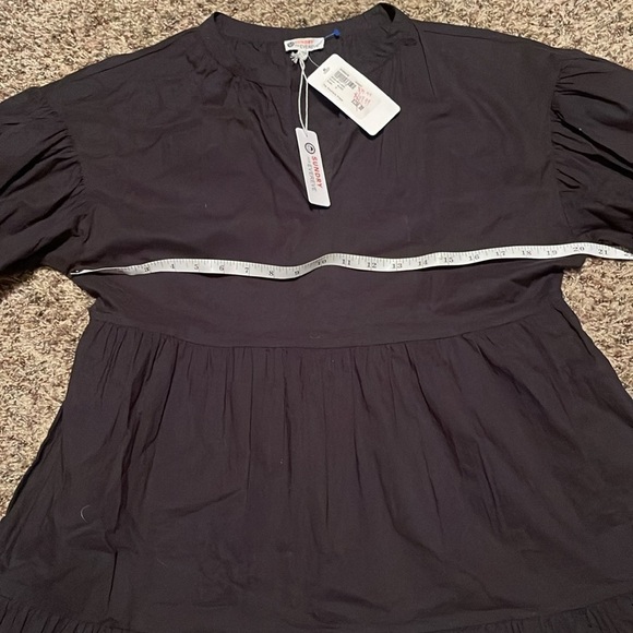 Sundry Evereve The Anywhere Dress Size M Black Tiered Puff Sleeves Pockets - Picture 5 of 8
